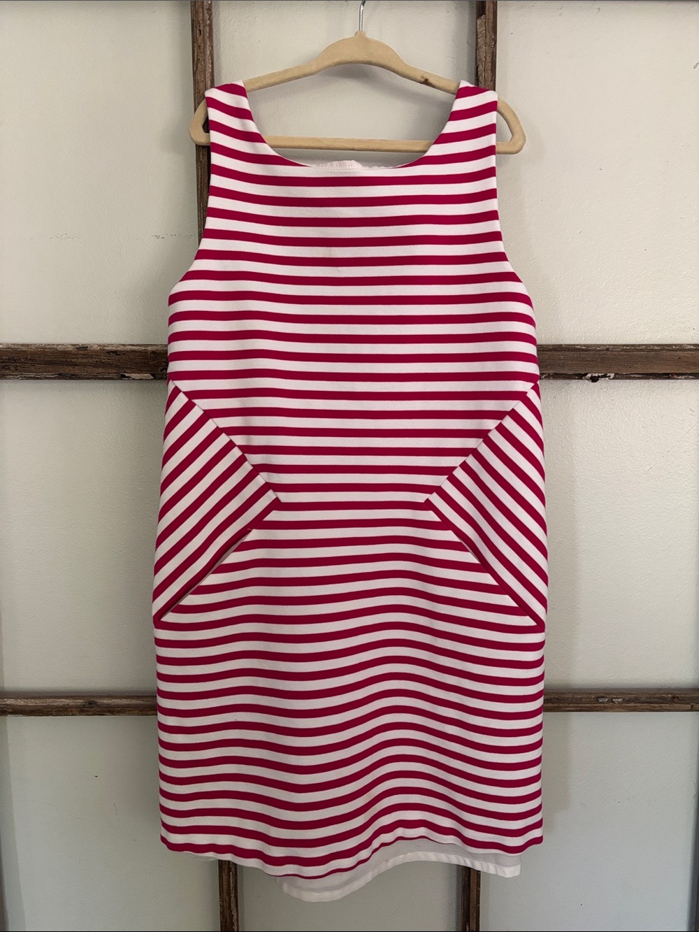 Kate Spade New York pink and white striped shift dress